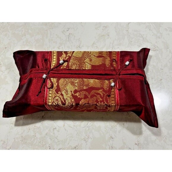 Asian Rectangular Tissue box Kleenex Cover Holder Silk Bathroom Accessory FANCY - Picture 1 of 16